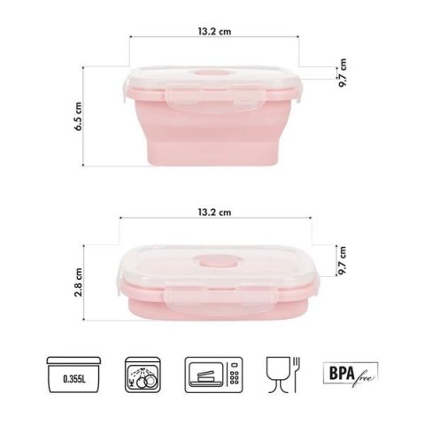 NC4105 POJEMNIK/LUNCH BOX SKŁADANY RÓŻOWY 355ML NILS CAMP