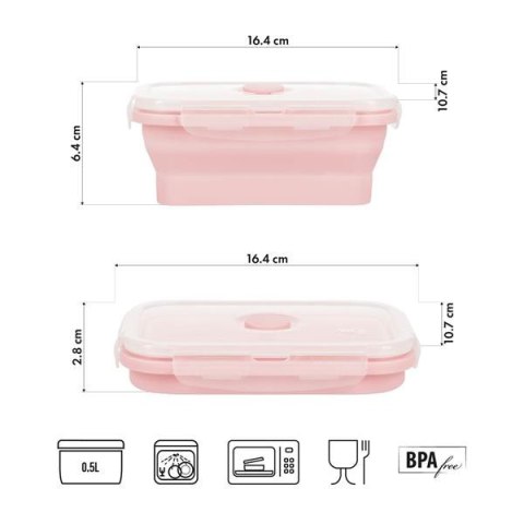 NC4105 POJEMNIK/LUNCH BOX SKŁADANY RÓŻOWY 500ML NILS CAMP