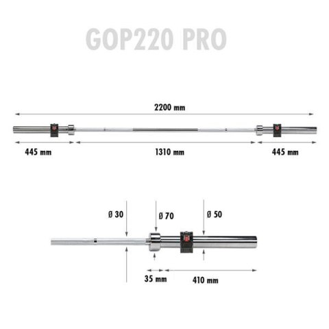 GOP220 PRO + ZG1000B ZACISKI LOCK GRYF PROSTY OLIMPIJSKI 20KG 2200MM HMS