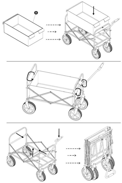 WÓZEK TURYSTYCZNO PLAŻOWY DELUXE SKŁADANY 66x48x90CM Z UCHWYTEM NIEBIESKI