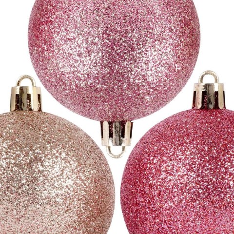 Grupa Orion Sp. z o.o. Bombki Choinkowe VILDE Różowe 6 cm Zestaw 6 szt. Nietłukące Brokatowe