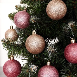 Grupa Orion Sp. z o.o. Bombki Choinkowe VILDE Różowe 5 cm Zestaw 7 szt. Nietłukące Brokatowe