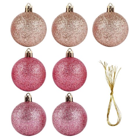 Grupa Orion Sp. z o.o. Bombki Choinkowe VILDE Różowe 5 cm Zestaw 7 szt. Nietłukące Brokatowe