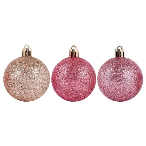 Grupa Orion Sp. z o.o. Bombki Choinkowe VILDE Różowe 5 cm Zestaw 7 szt. Nietłukące Brokatowe