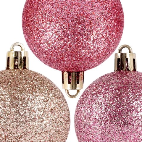 Grupa Orion Sp. z o.o. Bombki Choinkowe VILDE Różowe 5 cm Zestaw 7 szt. Nietłukące Brokatowe