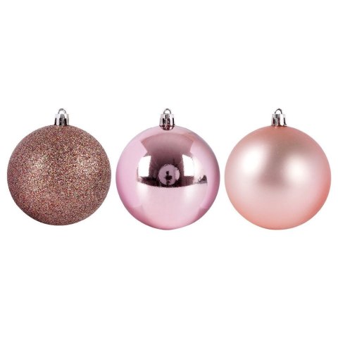 Grupa Orion Sp. z o.o. Bombki Choinkowe VILDE Różowe 8 cm Zestaw 5 szt. Błyszczące Brokat