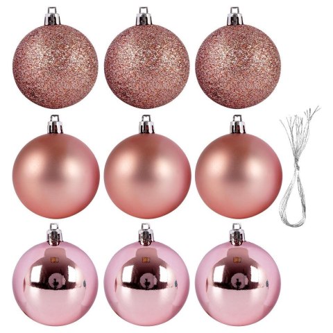 Grupa Orion Sp. z o.o. Bombki Choinkowe VILDE Różowy Pudrowy 6 cm 9 szt. Błyszczące Matowe