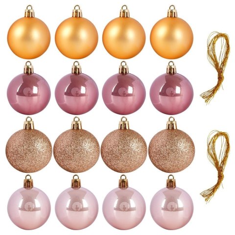 Grupa Orion Sp. z o.o. Bombki Choinkowe VILDE Różowo-Złote 5 cm 16 szt. Nietłukące Mix