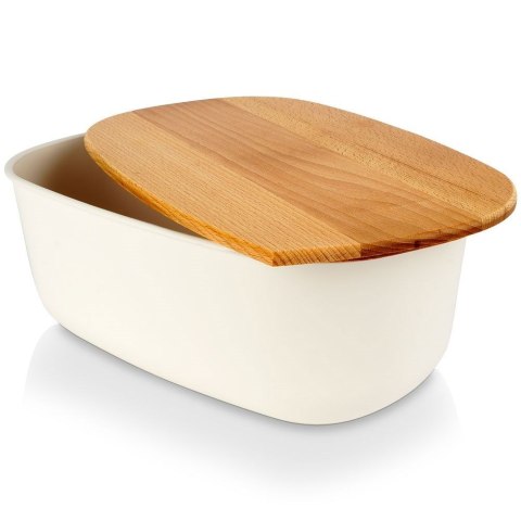 Grupa Orion Sp. z o.o. Chlebak Pojemnik na Chleb z Drewnianą Deską Kremowy VILDE 39x23,5x15,5 cm