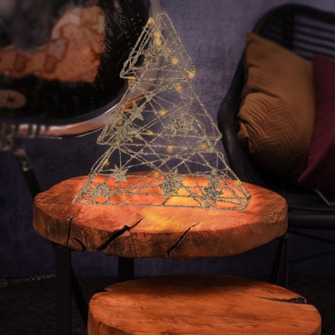 Grupa Orion Sp. z o.o. Choinka Ozdoba Świąteczna Świecąca 14 LED Złota Stojąca Solidna VILDE 29 cm