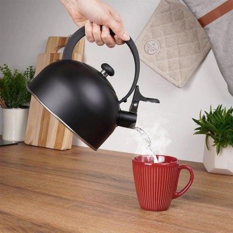 Grupa Orion Sp. z o.o. Czajnik na Gaz Indukcja z Gwizdkiem Stalowy Czarny Solidny Trwały VILDE 2 l