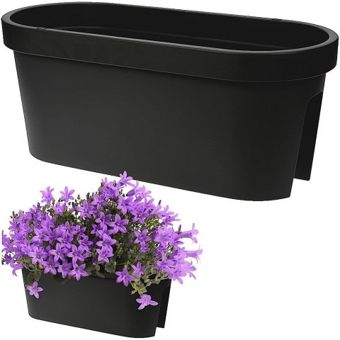 Grupa Orion Sp. z o.o. Kwietnik Balkonowy VILDE 59 x 25,5 cm Doniczka Wisząca Plastikowa Czarna
