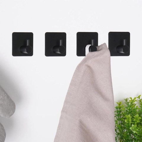 Grupa Orion Sp. z o.o. Haczyki Wieszaki Samoprzylepne Stalowe Czarne Solidne na Ścianę VILDE 4 szt
