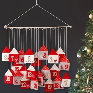 Grupa Orion Sp. z o.o. Kalendarz Adwentowy Wiszący Filcowy Czerwony Solidny Trwały VILDE 70 x 60cm