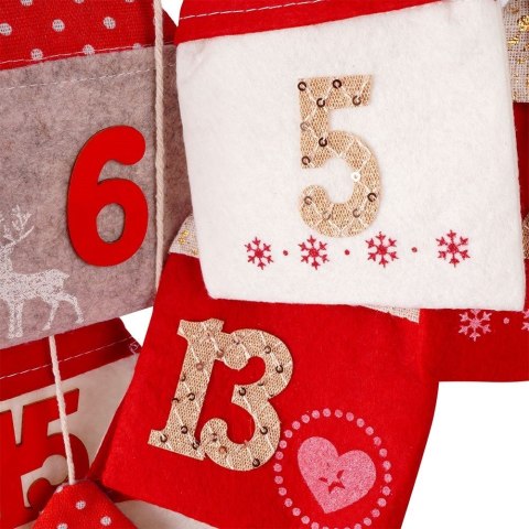 Grupa Orion Sp. z o.o. Kalendarz Adwentowy Wiszący Filcowy Czerwony Solidny Trwały VILDE 70 x 60cm