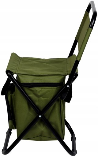 KRZESŁO WĘDKARSKIE TURYSTYCZNE SKŁADANE ZIELONE Z TORBĄ POD SIEDZISKIEM 35x28x58CM