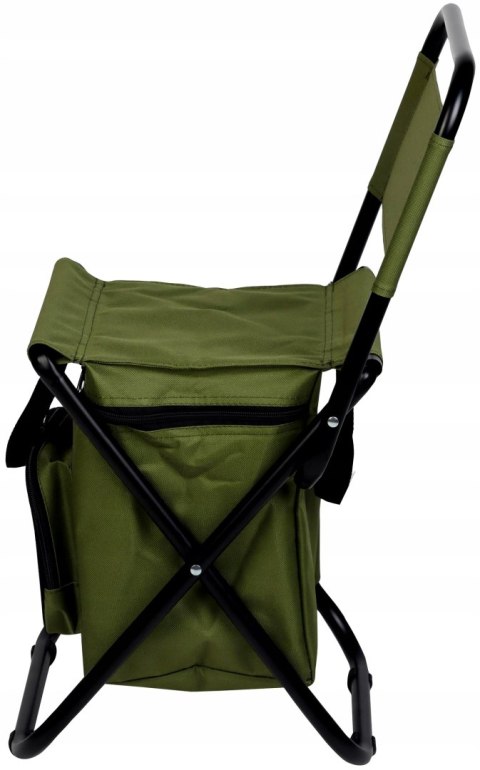 KRZESŁO WĘDKARSKIE TURYSTYCZNE SKŁADANE ZIELONE Z TORBĄ POD SIEDZISKIEM 35x28x58CM