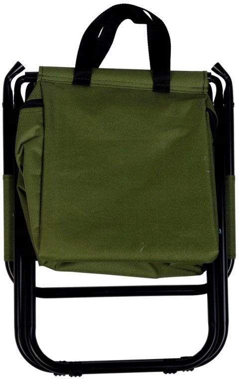 KRZESŁO WĘDKARSKIE TURYSTYCZNE SKŁADANE ZIELONE Z TORBĄ POD SIEDZISKIEM 35x28x58CM