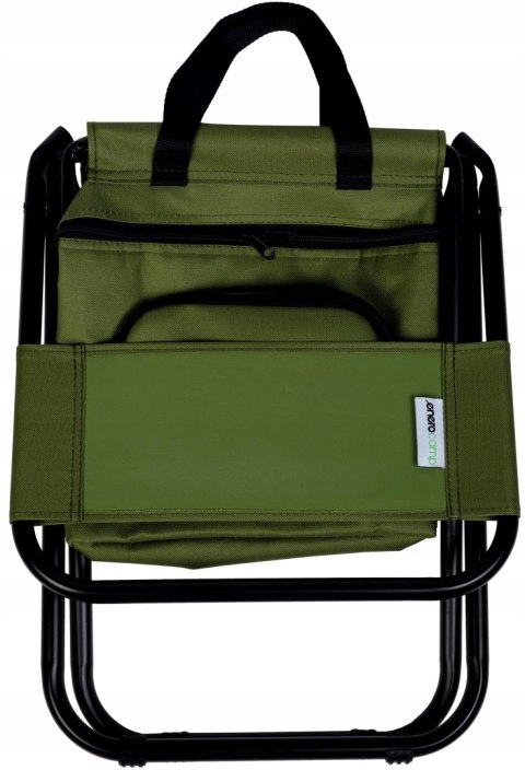 KRZESŁO WĘDKARSKIE TURYSTYCZNE SKŁADANE ZIELONE Z TORBĄ POD SIEDZISKIEM 35x28x58CM