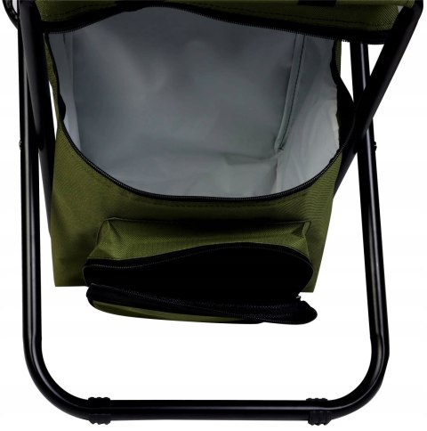 KRZESŁO WĘDKARSKIE TURYSTYCZNE SKŁADANE ZIELONE Z TORBĄ POD SIEDZISKIEM 35x28x58CM