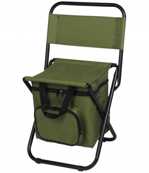 KRZESŁO WĘDKARSKIE TURYSTYCZNE SKŁADANE ZIELONE Z TORBĄ POD SIEDZISKIEM 35x28x58CM