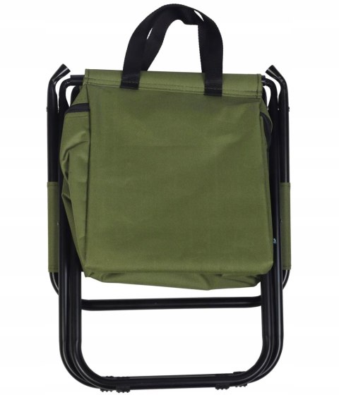 KRZESŁO WĘDKARSKIE TURYSTYCZNE SKŁADANE ZIELONE Z TORBĄ POD SIEDZISKIEM 35x28x58CM