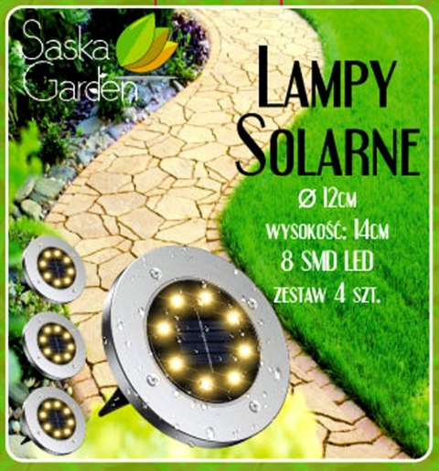 LAMPA SOLARNA 8 LED SMD DO WBICIA W PODŁOŻE KPL.4SZT
