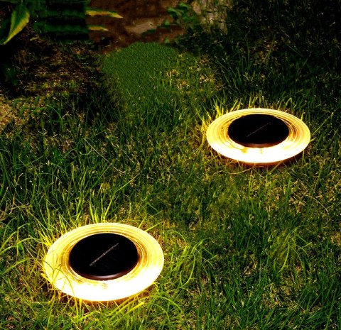 LAMPA SOLARNA DYSKOWA 28 LED DO WBICIA W GRUNT LUB MONTAŻU NA ŚCIANIE