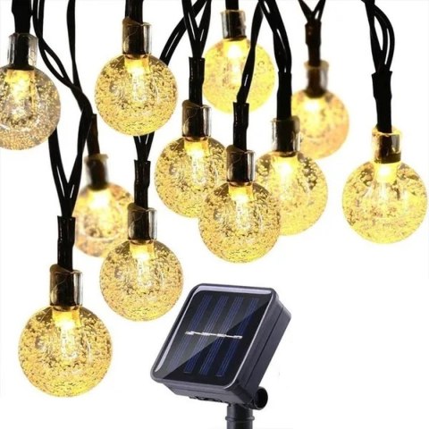 LAMPA SOLARNA OGRODOWA GIRLANDA ŁAŃCUCH SOLARNY 4,9M 40LED CIEPŁY BIAŁY