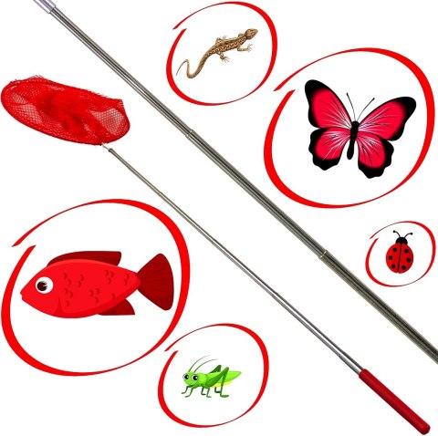 SIATKA NA MOTYLE OWADY SKŁADANA TELESKOPOWA 38,5-86CM CZERWONA
