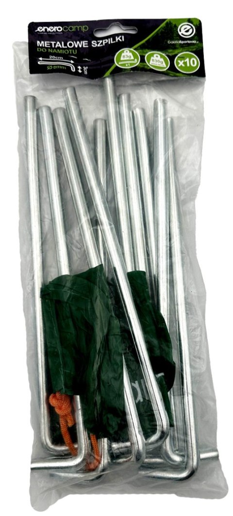 ŚLEDZIE SZPILKI DO NAMIOTU PRO 8MM 20CM KPL.10SZT METAL