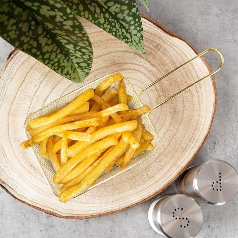 Grupa Orion Sp. z o.o. Koszyk do serwowania smażenia frytek przekąsek stalowy złoty