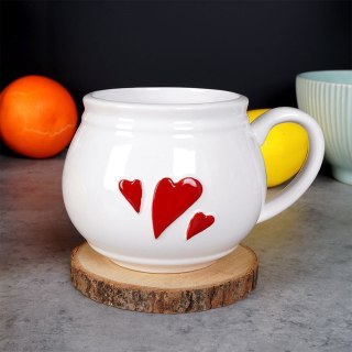 Grupa Orion Sp. z o.o. Kubek do Kawy Herbaty Ceramiczny Biały Serce Pojemny Duży ORION 430 ml