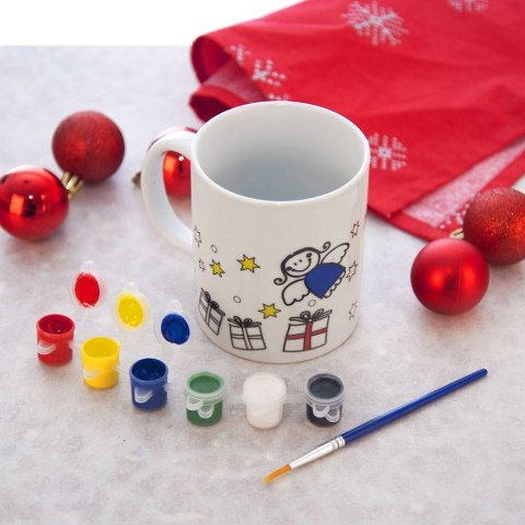 Grupa Orion Sp. z o.o. Kubek do Malowania z Farbami Porcelanowy 350 ml ORION z Pędzelkiem