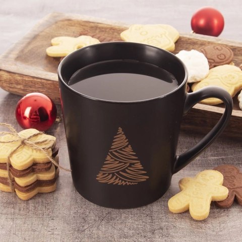 Grupa Orion Sp. z o.o. Kubek Porcelanowy 500 ml ORION Czarny Choinka Świąteczny do Mikrofali