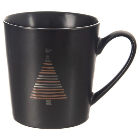 Grupa Orion Sp. z o.o. Kubek Porcelanowy 500 ml ORION Czarny Choinka Świąteczny do Mikrofali