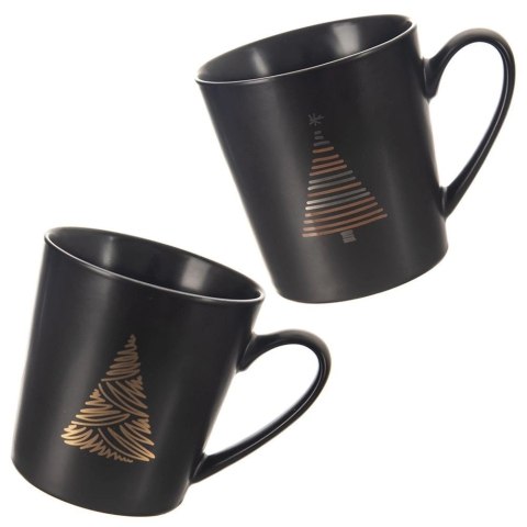 Grupa Orion Sp. z o.o. Kubek Porcelanowy 500 ml ORION Czarny Choinka Świąteczny do Mikrofali