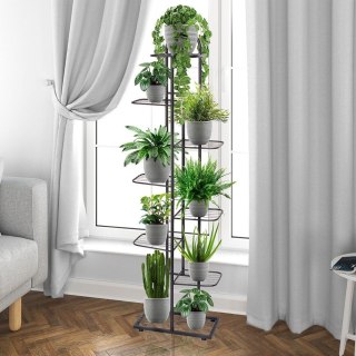 Grupa Orion Sp. z o.o. Kwietnik Stojak Kaskada Metalowy Czarny 8-poziomowy VILDE 142 cm