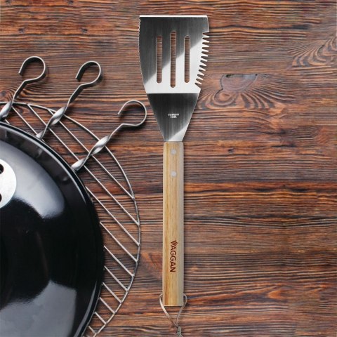 Grupa Orion Sp. z o.o. Łopatka do Grilla Stal Nierdzewna 40,5 x 10 cm z Drewnianą Rączką VAGGAN