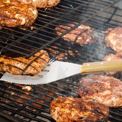 Grupa Orion Sp. z o.o. Łopatka do Grilla Stal Nierdzewna 40,5 x 10 cm z Drewnianą Rączką VAGGAN