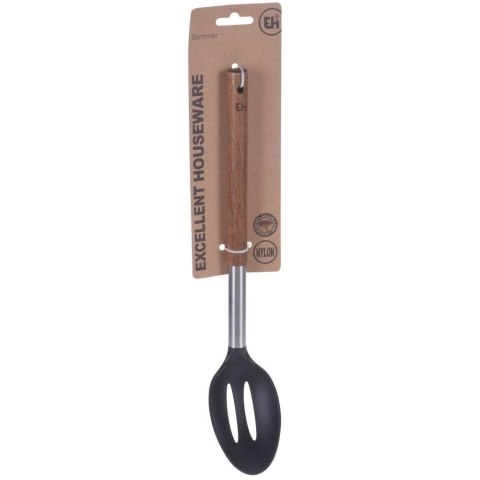 Grupa Orion Sp. z o.o. Łyżka Cedzakowa Nylonowa z Uchem Akacjowym 34 cm EXCELLENT HOUSEWARE