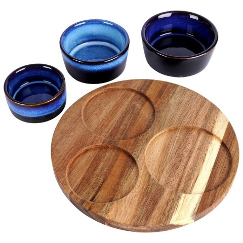 Grupa Orion Sp. z o.o. Zestaw Miseczki na Przekąski Ceramiczne na Tacy EXCELLENT HOUSEWARE 4 el.