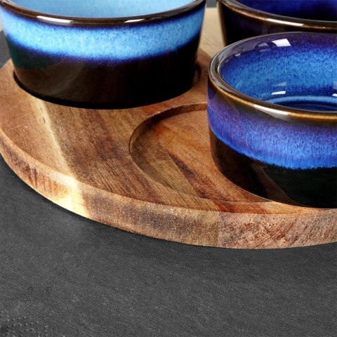 Grupa Orion Sp. z o.o. Zestaw Miseczki na Przekąski Ceramiczne na Tacy EXCELLENT HOUSEWARE 4 el.
