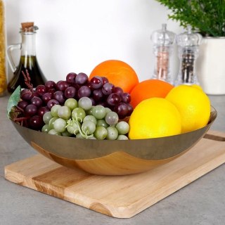 Grupa Orion Sp. z o.o. Miska do Serwowania Podawania Sałatek Przekąsek Stalowa Złota VILDE 27,5 cm