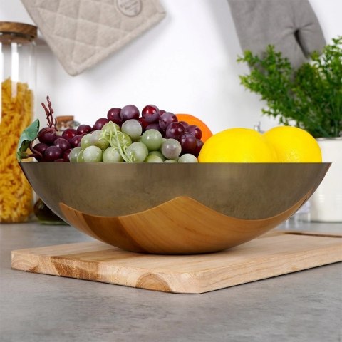 Grupa Orion Sp. z o.o. Miska do Serwowania Podawania Sałatek Przekąsek Stalowa Złota VILDE 27,5 cm