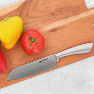 Grupa Orion Sp. z o.o. Nóż Santoku Japoński Stalowy Kuchenny Nierdzewny Solidny ALPINA 31 x 4,5 cm