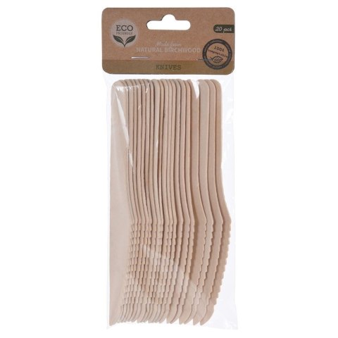 Grupa Orion Sp. z o.o. Noże Jednorazowe Drewniane 16,5 cm 20 szt. Biodegradowalne VILDE