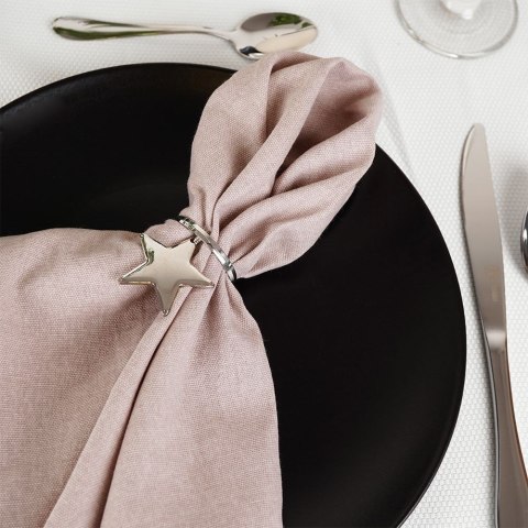 Grupa Orion Sp. z o.o. Obrączki na Serwetki 4 szt. Metalowe Srebrne Gwiazdki VILDE