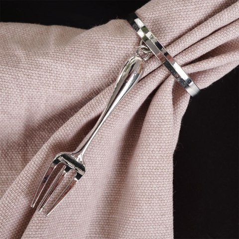 Grupa Orion Sp. z o.o. Obrączki na Serwetki 4 szt. Metalowe Srebrne Sztućce Solidne Trwałe VILDE