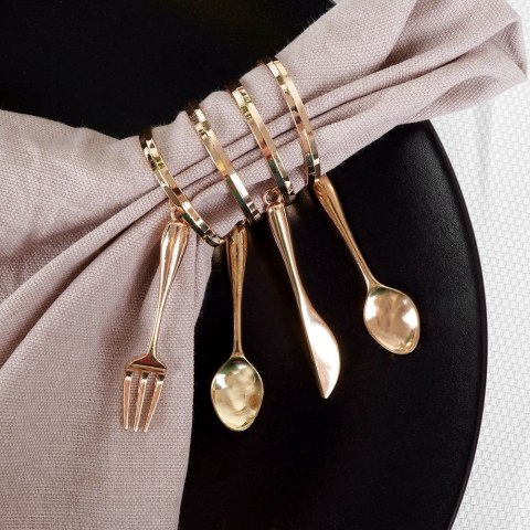 Grupa Orion Sp. z o.o. Obrączki na Serwetki 4 szt. Metalowe Złote Sztućce Solidne Trwałe VILDE